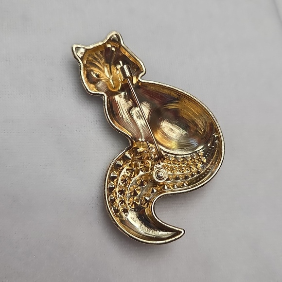 Women's Brown Fox Brooch Retro Style Pin Rhinestones Sparkling Elegant NWOT - Picture 3 of 5